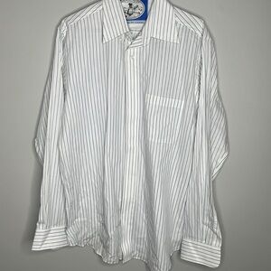 Men’s Croft & Borrow White Button Up Striped Shirt